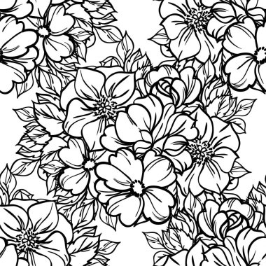 Çiçeklerle soyut, pürüzsüz vektör deseni