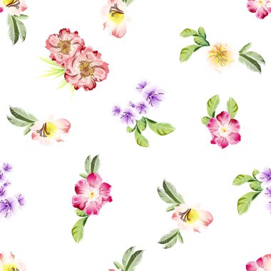 Çiçeklerle soyut, pürüzsüz vektör deseni