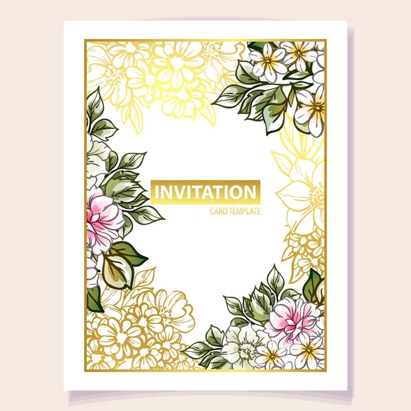 Romantic Wedding Invitation Card Wedding Marriage Bridal Birthday Valentine Day — Stock Vector