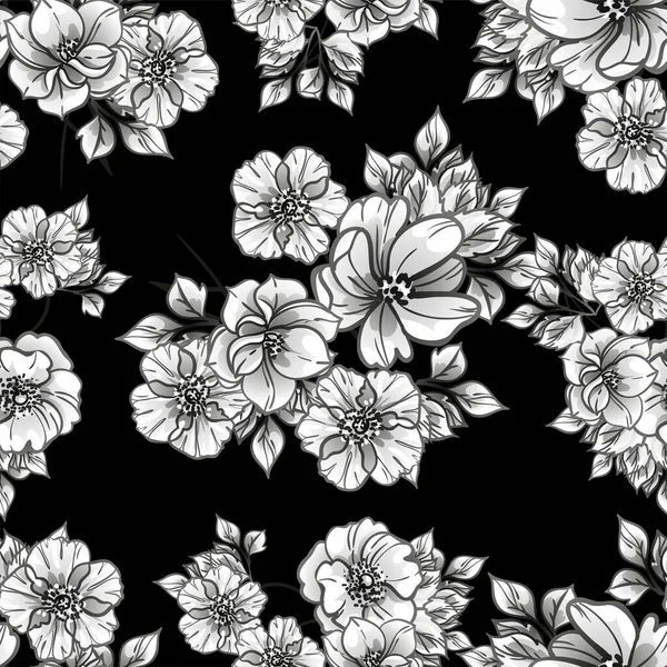带花朵的无缝矢量图案背景 — 图库矢量图片