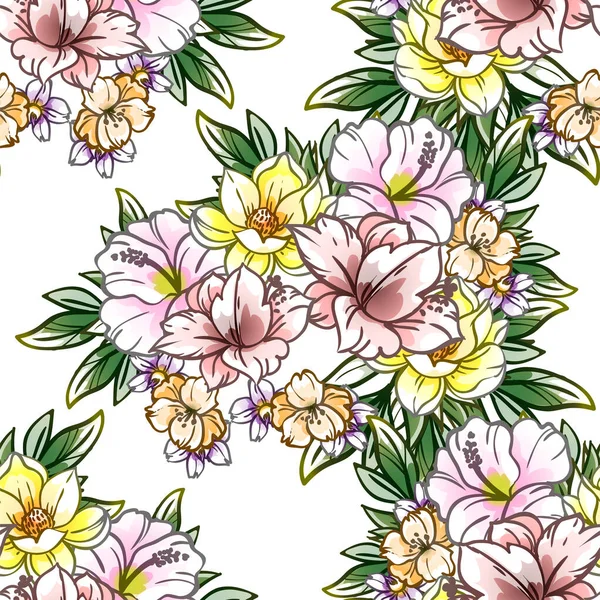 Fond Motif Vectoriel Sans Couture Abstrait Avec Des Fleurs — Image vectorielle