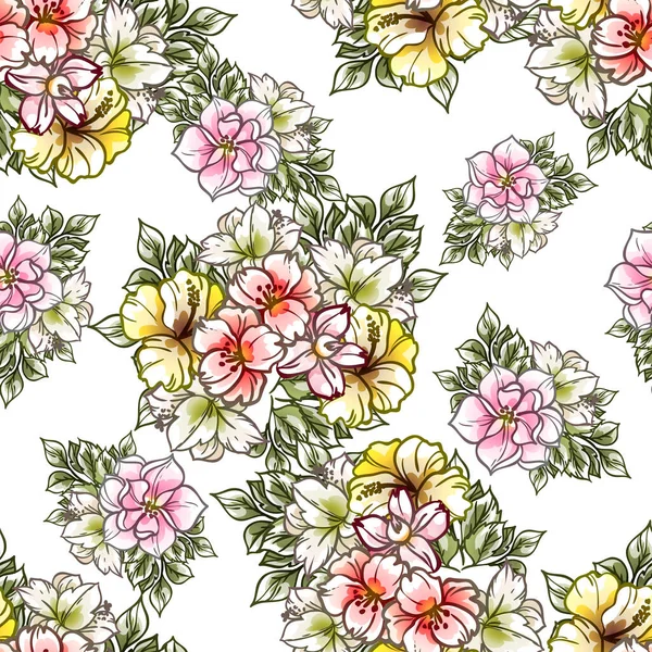 Fond Motif Vectoriel Sans Couture Abstrait Avec Des Fleurs — Image vectorielle