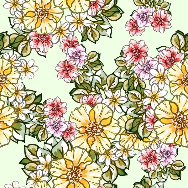 Fond Motif Vectoriel Sans Couture Abstrait Avec Des Fleurs — Image vectorielle