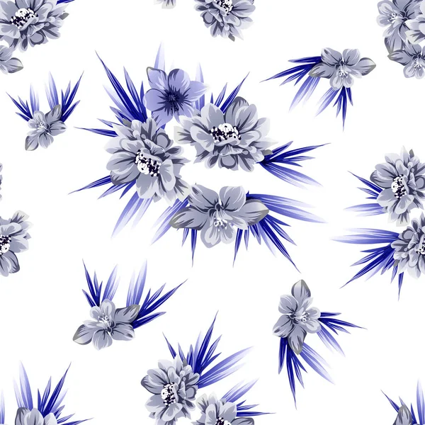 Abstrakte Nahtlose Vektormuster Hintergrund Mit Blumen — Stockvektor