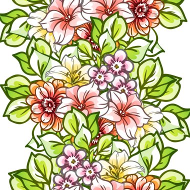 Çiçeklerle soyut, pürüzsüz vektör deseni