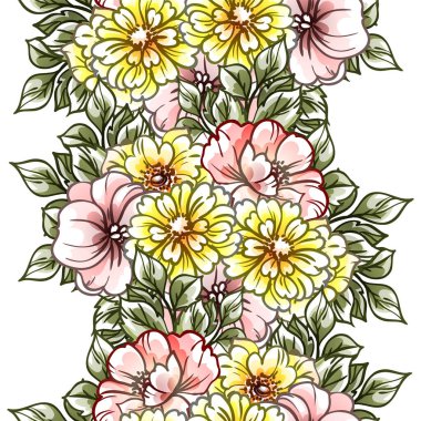 Çiçeklerle soyut, pürüzsüz vektör deseni