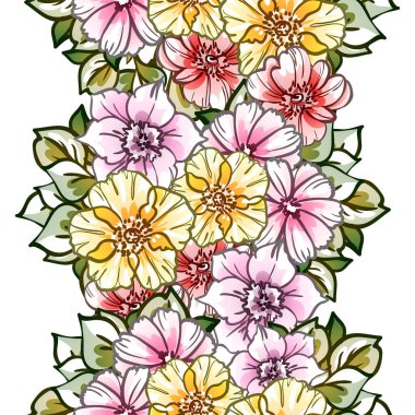 Çiçeklerle soyut, pürüzsüz vektör deseni