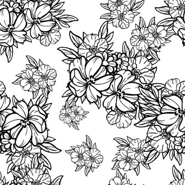 Çiçeklerle soyut, pürüzsüz vektör deseni