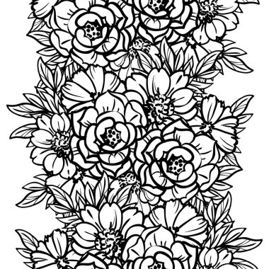 Çiçeklerle soyut, pürüzsüz vektör deseni