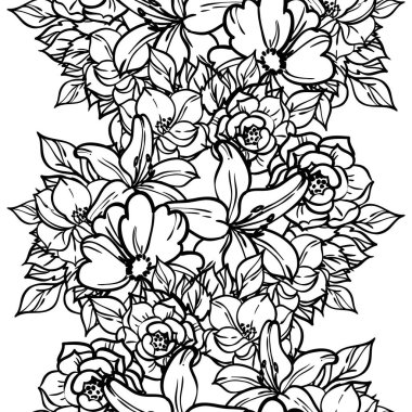 Çiçeklerle soyut, pürüzsüz vektör deseni