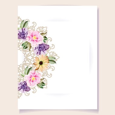 Çiçeklerle soyut, pürüzsüz vektör deseni