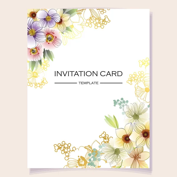 Carte Invitation Mariage Romantique Mariage Mariage Noces Anniversaire Saint Valentin — Image vectorielle