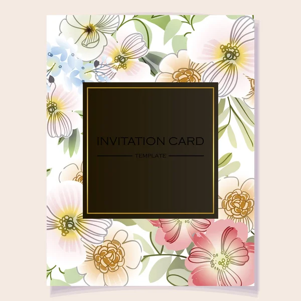 Carte Invitation Mariage Romantique Mariage Mariage Noces Anniversaire Saint Valentin — Image vectorielle