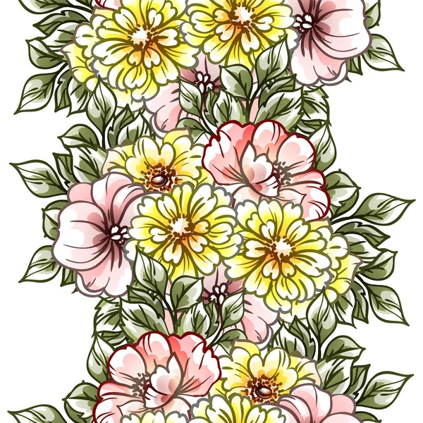 花とのシームレスなベクトルパターンの背景 — ストックベクタ