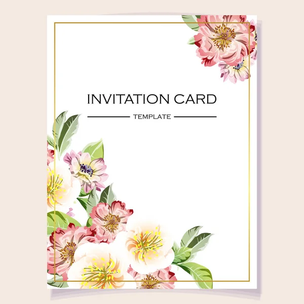 Carte Invitation Mariage Romantique Mariage Mariage Noces Anniversaire Saint Valentin — Image vectorielle