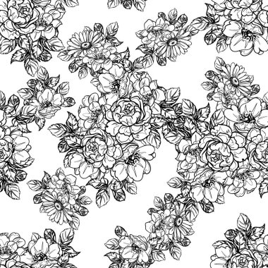 Eskiz tarzıyla güzel yemyeşil çiçek arkaplanı 