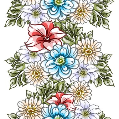 Beyaz arka planda güzel, yemyeşil pastel çiçekler 