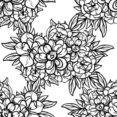 Eskiz tarzıyla güzel yemyeşil çiçek arkaplanı 