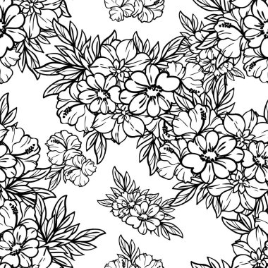 Eskiz tarzıyla güzel yemyeşil çiçek arkaplanı 