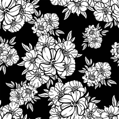 Eskiz tarzıyla güzel yemyeşil çiçek arkaplanı 