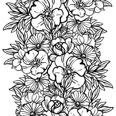 Eskiz tarzıyla güzel yemyeşil çiçek arkaplanı 