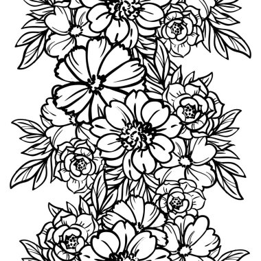 Eskiz tarzıyla güzel yemyeşil çiçek arkaplanı 