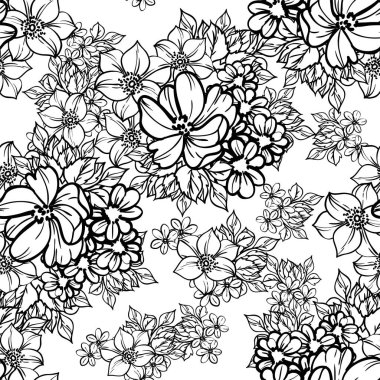 Eskiz tarzıyla güzel yemyeşil çiçek arkaplanı 