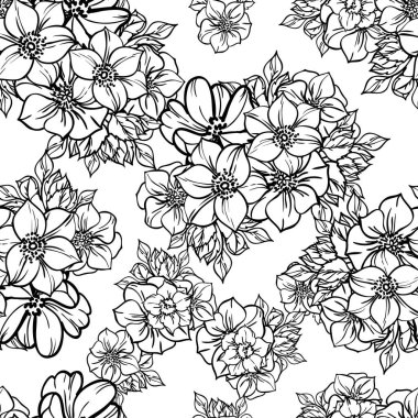 Eskiz tarzıyla güzel yemyeşil çiçek arkaplanı 