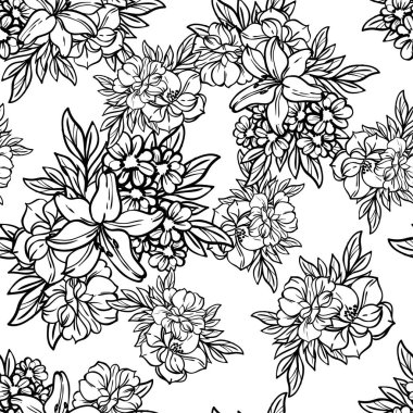 Eskiz tarzıyla güzel yemyeşil çiçek arkaplanı 