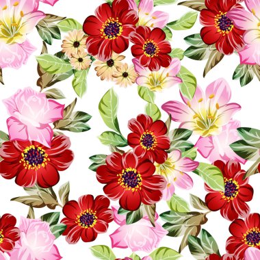 Beyaz arkaplanda güzel gür renk çiçekleri 