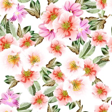 Beyaz arka planda güzel, yemyeşil pastel çiçekler 