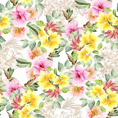 Beyaz arka planda güzel, yemyeşil pastel çiçekler 