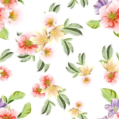 Beyaz arka planda güzel, yemyeşil pastel çiçekler 