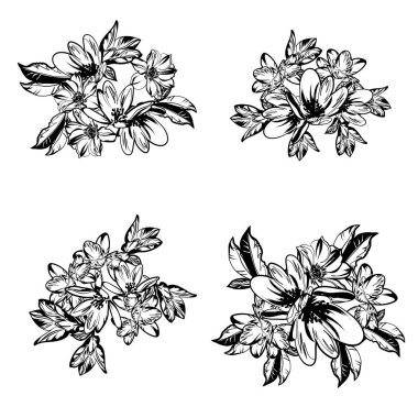 Eskiz tarzıyla güzel yemyeşil çiçek arkaplanı 