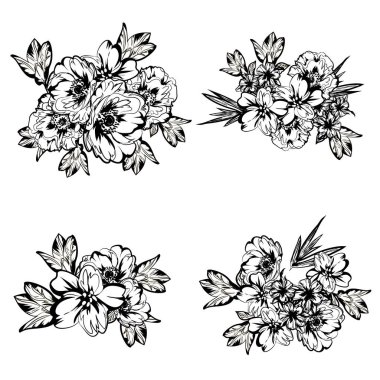 Eskiz tarzıyla güzel yemyeşil çiçek arkaplanı 