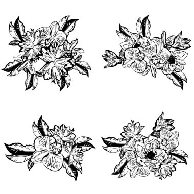 Eskiz tarzıyla güzel yemyeşil çiçek arkaplanı 