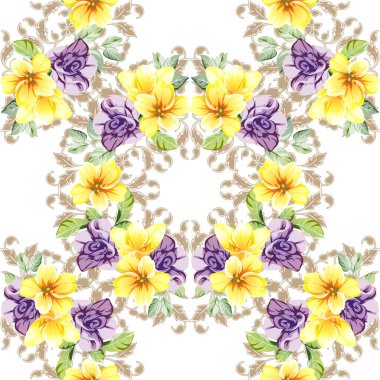 Güzel bir çiçek arkaplanı, eskiz tarzı. Vektör illüstrasyonu  