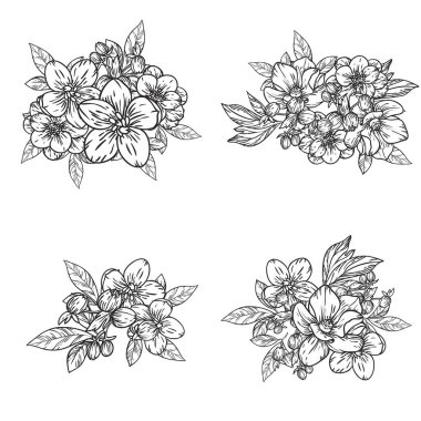 Güzel bir çiçek arkaplanı, eskiz tarzı. Vektör illüstrasyonu  