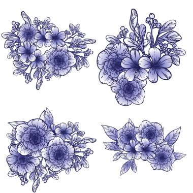 Güzel bir çiçek arkaplanı, eskiz tarzı. Vektör illüstrasyonu  