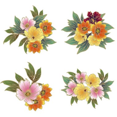 Güzel bir çiçek arkaplanı, eskiz tarzı. Vektör illüstrasyonu  