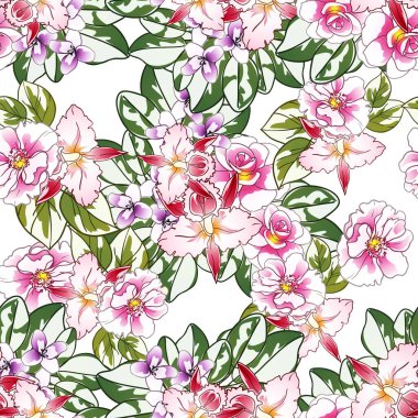 Güzel bir çiçek arkaplanı, eskiz tarzı. Vektör illüstrasyonu  