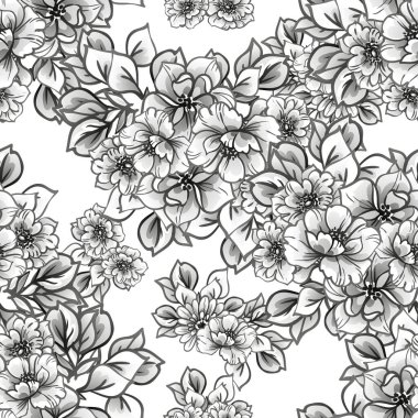 Güzel bir çiçek arkaplanı, eskiz tarzı. Vektör illüstrasyonu  