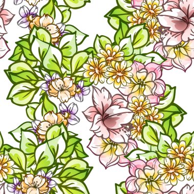 Güzel bir çiçek arkaplanı, eskiz tarzı. Vektör illüstrasyonu  