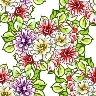 Güzel bir çiçek arkaplanı, eskiz tarzı. Vektör illüstrasyonu  