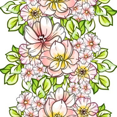 Güzel bir çiçek arkaplanı, eskiz tarzı. Vektör illüstrasyonu  