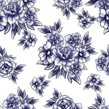 Güzel bir çiçek arkaplanı, eskiz tarzı. Vektör illüstrasyonu  