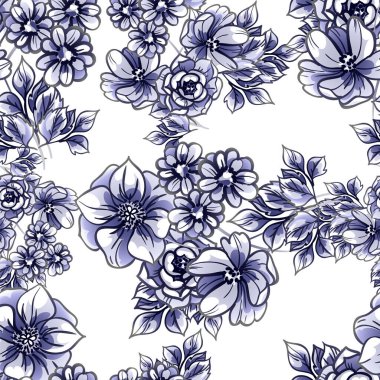 Güzel bir çiçek arkaplanı, eskiz tarzı. Vektör illüstrasyonu  