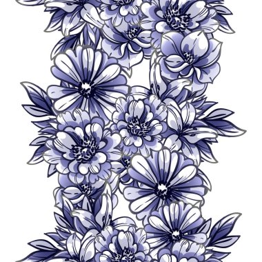 Güzel bir çiçek arkaplanı, eskiz tarzı. Vektör illüstrasyonu  