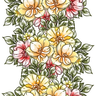 Güzel bir çiçek arkaplanı, eskiz tarzı. Vektör illüstrasyonu  