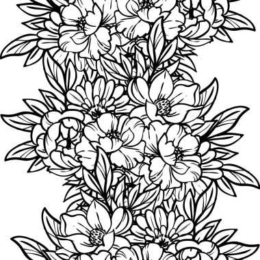 Güzel bir çiçek arkaplanı, eskiz tarzı. Vektör illüstrasyonu  